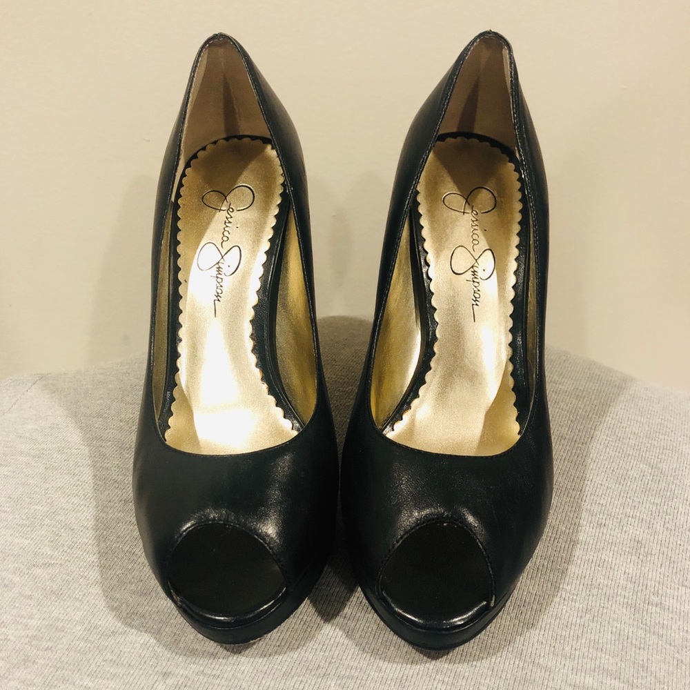Jessica Simpson Black Peep Toe Pumps